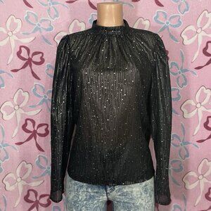 shein curve 1xl black sheer star galaxy print long sleeve blouse